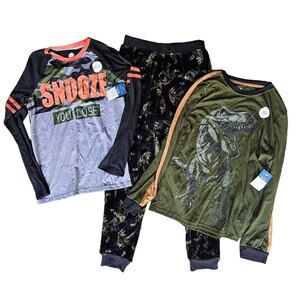 WONDER NATION Pajamas Dinosaur Camo Long Sleeve size Youth Boys XL Husky
